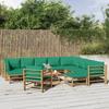 Vidaxl 12-Cz. Garden Furniture Set, Green Cushions, Bamboo