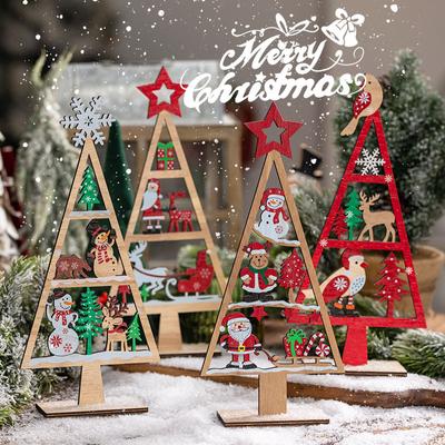 1PC Mini Holz Weihnachten Baum Form Anhänger DIY Festival Party Tabletop Ornamente Neue Jahr Zu Hause Dekoration Geschenk Prop
