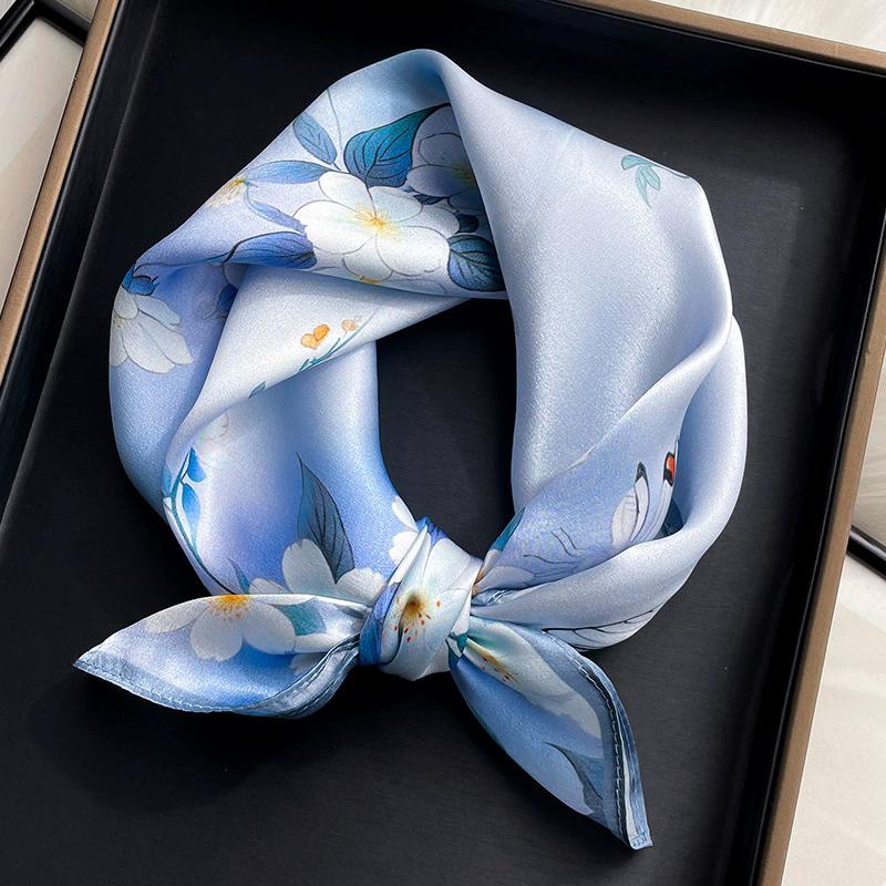 100% Nature Silk Scarf Women Neck Square Headband Scarves Bandana Fashion Hijab Poncho Scarves Pashmina  Female Foulard 53cm