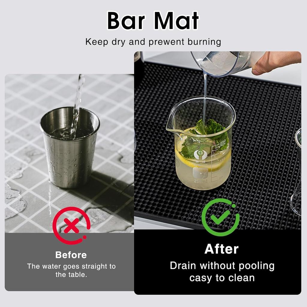 LOGJAM 2PCS Bar Mat 6" x 12" for Countertop, Small Rubber Bar Mats for Bartending Cocktail Bars Restaurants Kitchen
