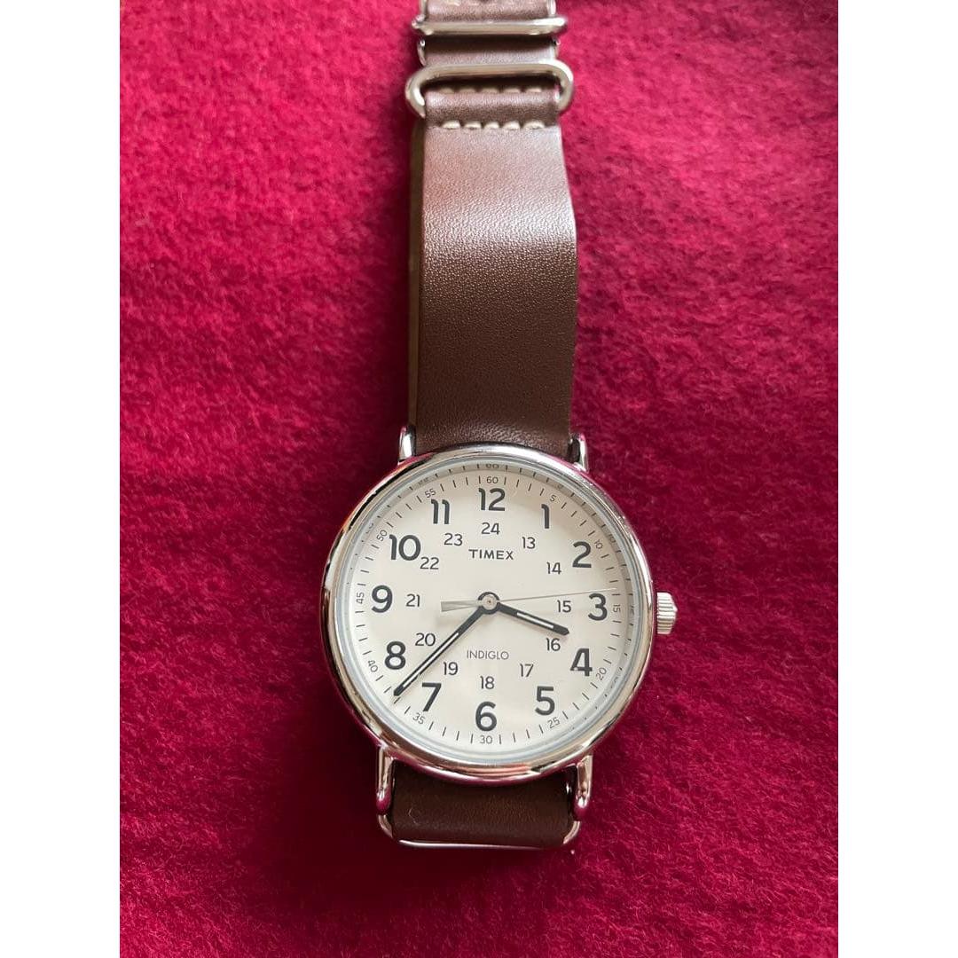 Used TIMEX watch body brown leather movable item