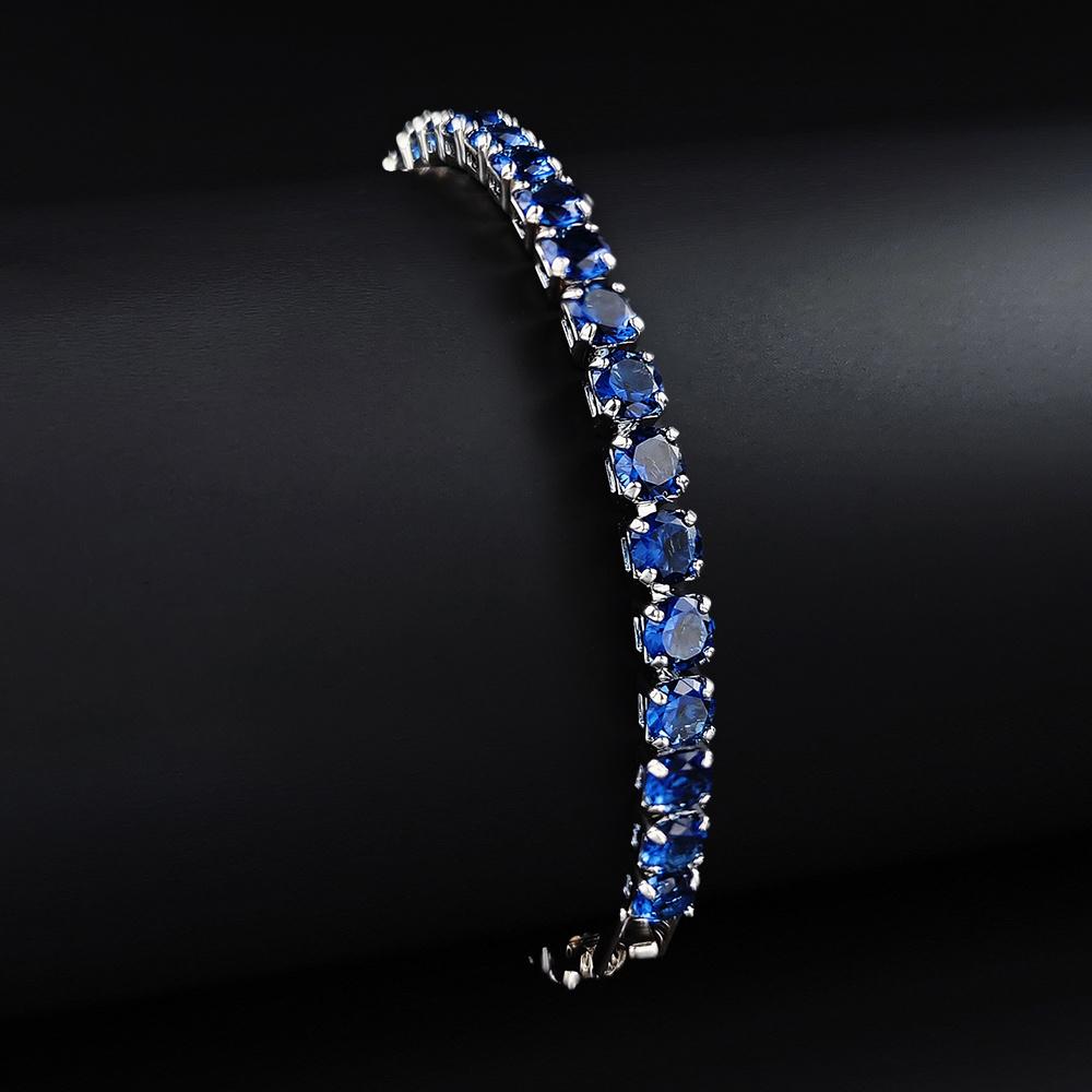 Rose Gold Silver Color 5mm Pink Blue Green Red Tennis Bracelet Bangle for Women Wedding Fashion Jewelry Party Gift S4777