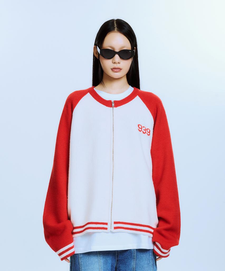 Akaibeuboldeu 939 Raglan Knit Zip-Up (Red)