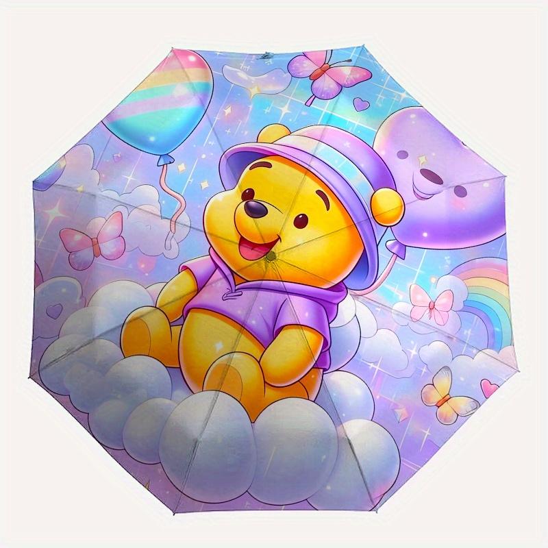 Disney Winnie-the-Pooh,Fantasy,Pastel Manual Opening and Closing Umbrella - 8-Rib Reinforced Folding Design, Lightweight and Portable, Suita