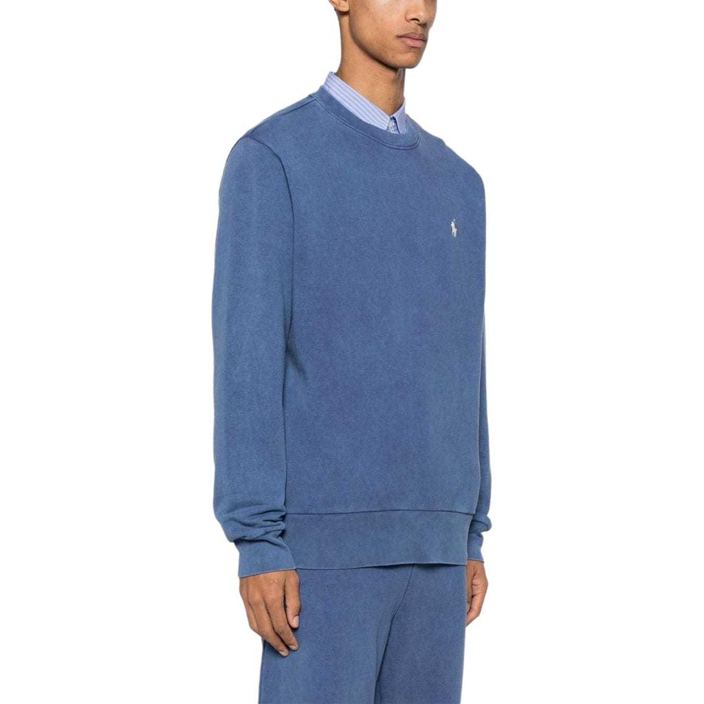Ralph Lauren Polo Logo Embroidered Crewneck Sweatshirt Men Sweatshirt Blue 710916689-001