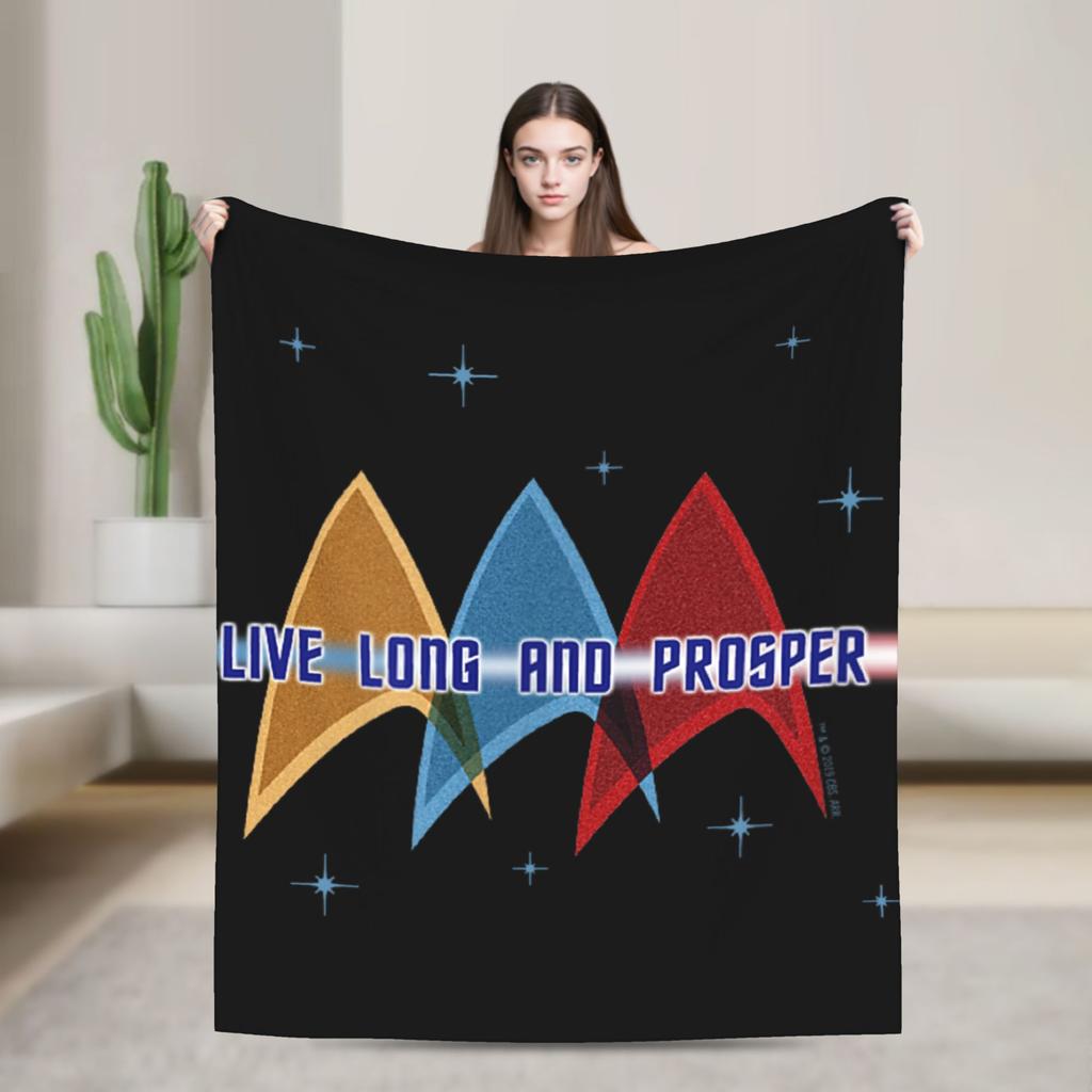 Stars Treks Discovery Enterprise Crest Blanket For Living Room Airplane Travel Flannel Bedspread Bed Cover