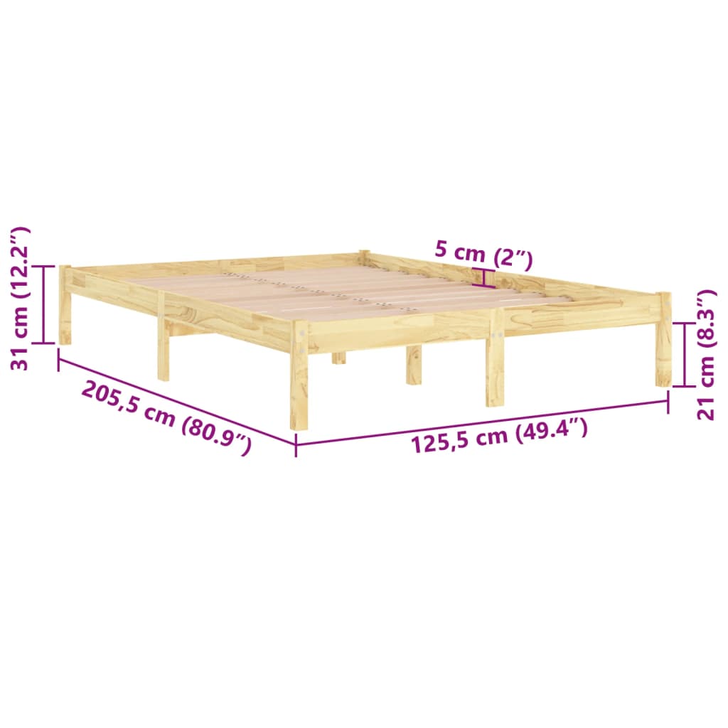 Solid Pine Wood Bed Frame 120x200 Cm