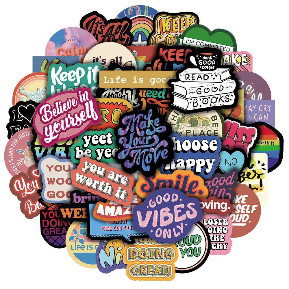 50 Non-Infringing Inspirational Graffiti Stickers: Vibrant Chinese Designs for Suitcases, Guitars, and Notebooks. Waterproof and Durable.