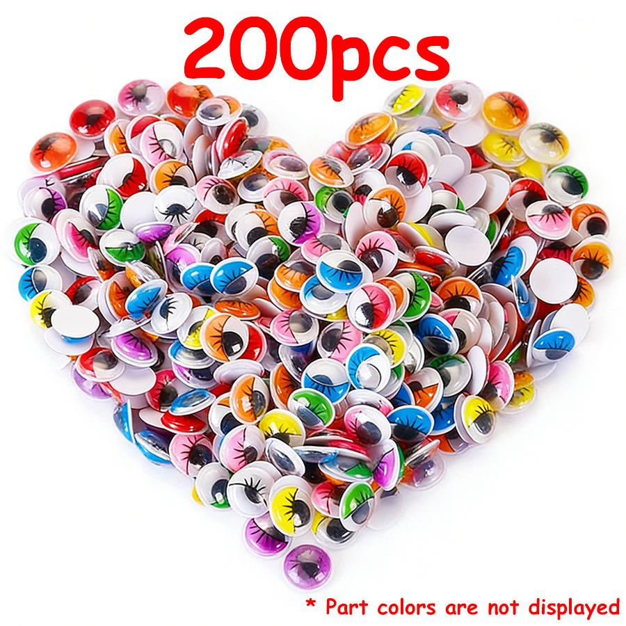 

200pcs 0.8-1.5cm Color Adhesive Wiggle Eyes DIY Craft Supplies for Doll Making, Handmade Decorations, Art Project Accessories