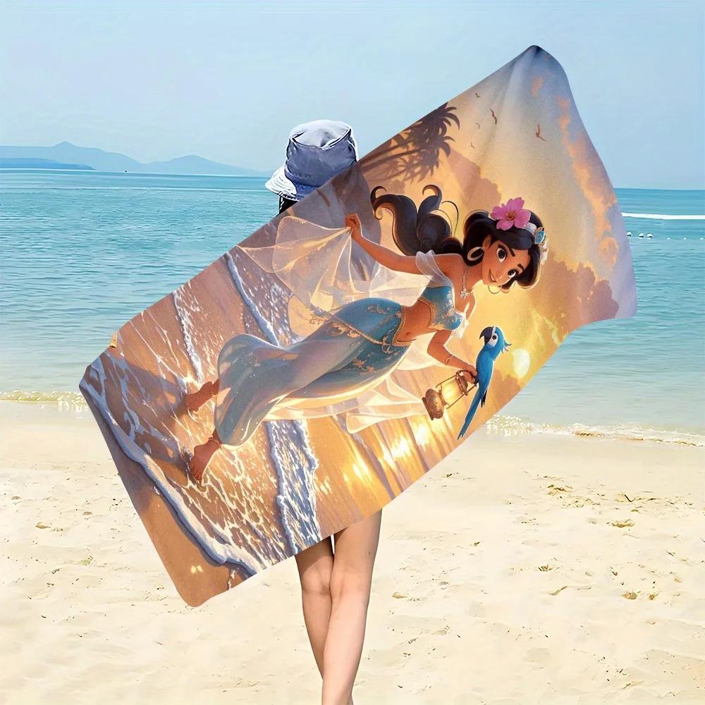 JIT Jasmine Aladdin Beach Towel 2D Single Print Enchanting Outdoor Accessory Pool Towel Soft Functional -Themed Attractive
