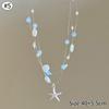 Starfish Shell Necklace Beach Vacation Style Pendant Necklace for Women Fashion Collarbone Chain Summer Sweet Jewelry Gift