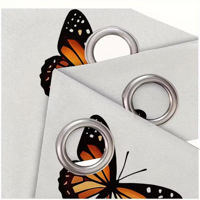 2 Pcs Flower butterfly print curtains,suitable for bedroom,living room kitchen decoration,home decoration,window decoration