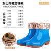 Low tube warm velvet rain boots low top waterproof shoes women's fashion adult short tube non-slip light mouth low top boots