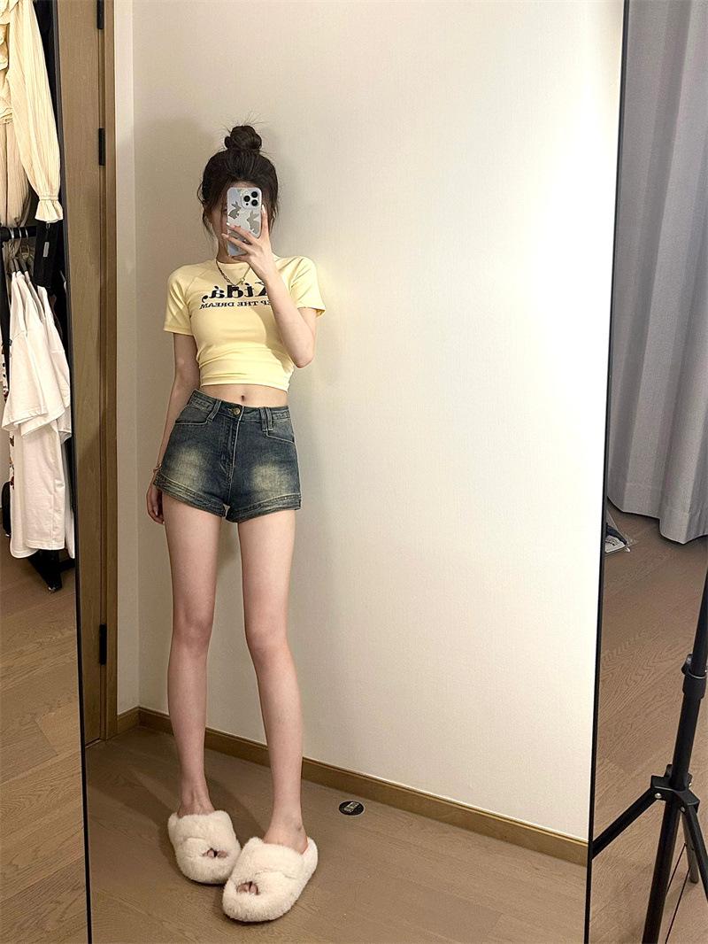 

Женские летние джинсовые шорты с высокой посадкой 2025 - Милый и пикантный ретро-дизайн 3XL