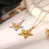 Five-Pointed Star Titanium Steel Jewelry Set: 18K Gold & Silver Necklace, Earrings, and Ring