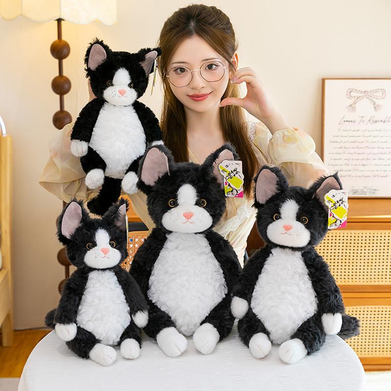 Schwarze Katze Plüschtier mit Cartoon-Design für Kinder und Sammler