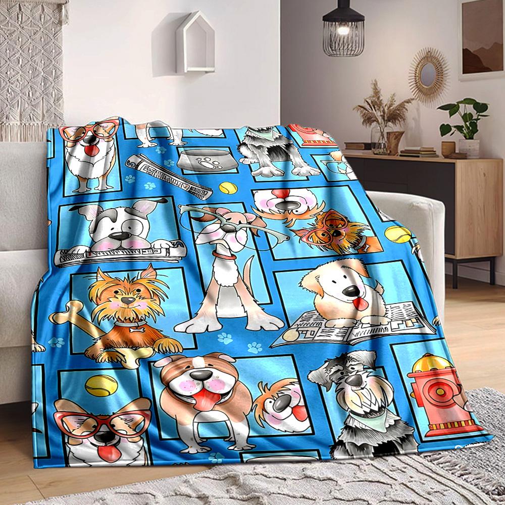 1pc Dogs Pets Blanket, Lightweight Flannel Throw Blanket for Sofa, Bed, Travel, Camping, Living Room, Office, Couch013