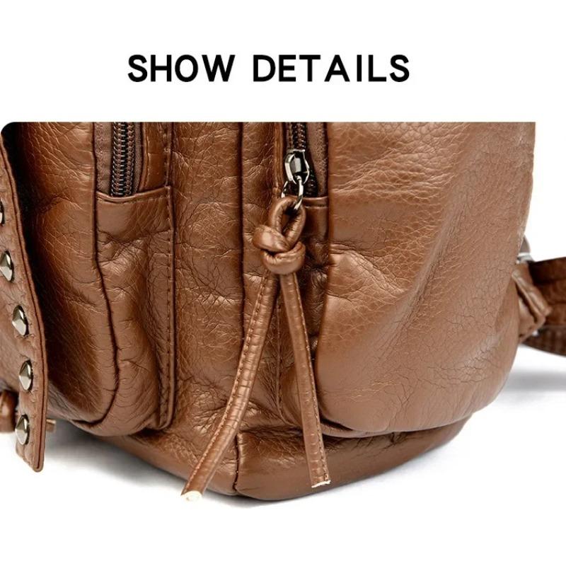 Zaini Moda con Borchie per Donna Borse a Spalla Pelle Morbida Daypack Borsa da Viaggio Grande Capacità Zaino Scolastico Zaino Donna