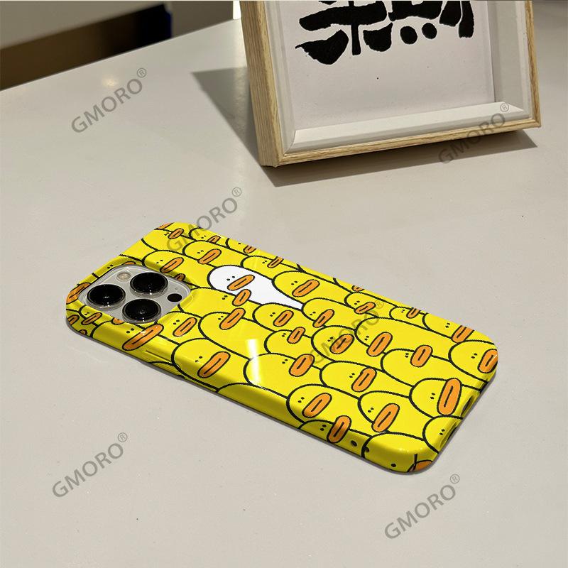 Independent Station Popular Full Screen Cartoon Little Yellow Duck Suitable for Apple 16pro Film Mobile Phone Case 17 Large Hole Protective Case