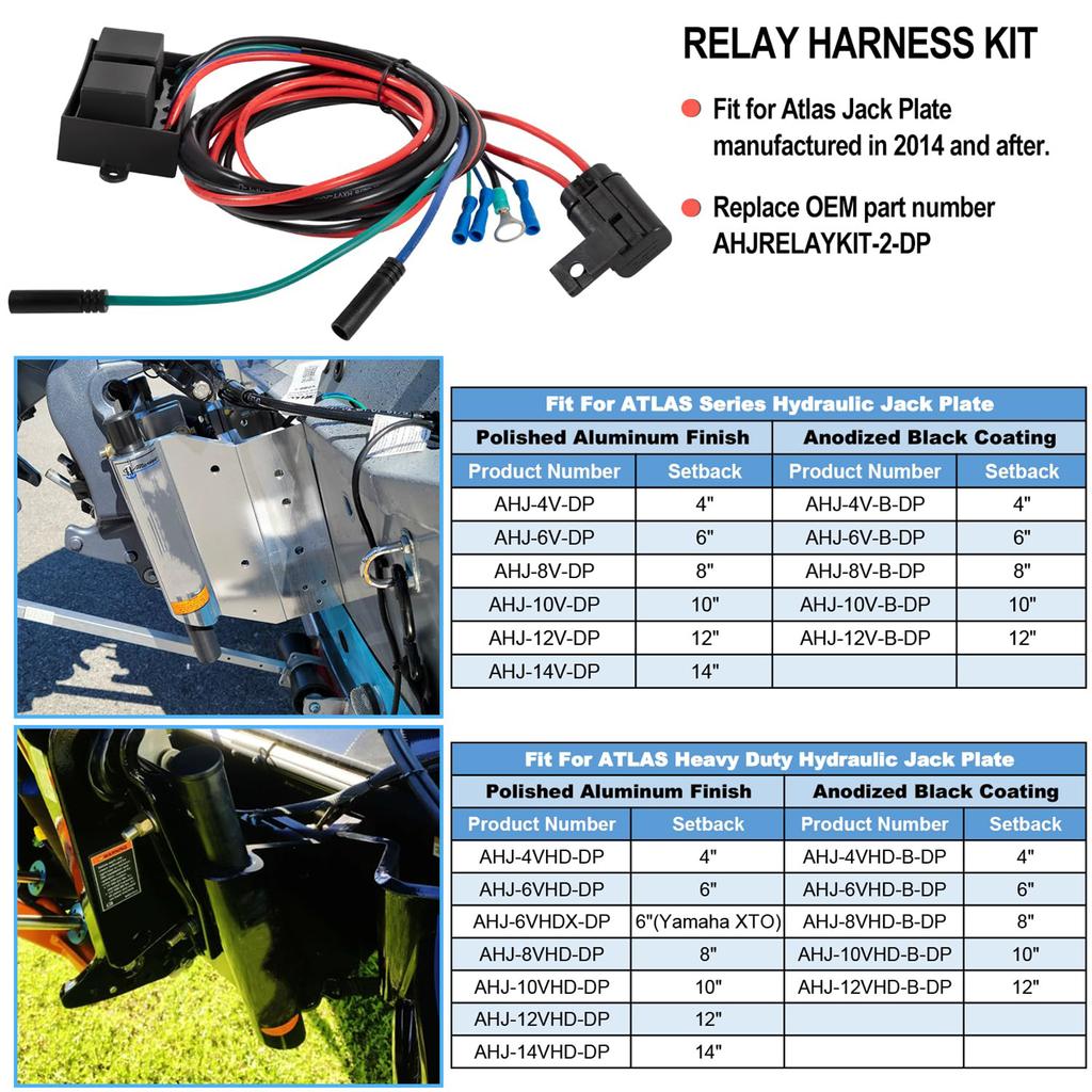 Relay Harness Jack Plate Wiring Parts Kit Replace AHJRELAYKIT-2-DP for 2014-Present Atlas Series Outboard Motor