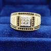 Exquisite  Gold Color Men Rings Square Black White Stone Men Rings Jewelry Party Gift
