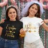 Spanish Bridesmaid Bride Tribe T-Shirts Gold Foil Graphic Tees O Neck Tops for Bachelorette Party Bridal Shower Women Clothing