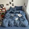 Washed Cotton Bedding Set Solid Color Brushed Bed Sheets Dorm Home