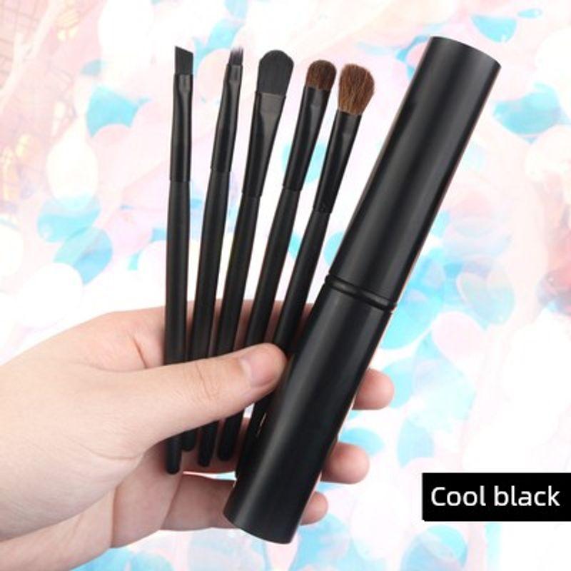 

5 кистей для макияжа, набор кистей для теней, кисть для волос, безворсовые, супермягкие, алюминиевая туба, портативный полный набор инструментов для макияжа Little Horse Hair Cool Black 5 aluminum tube brush