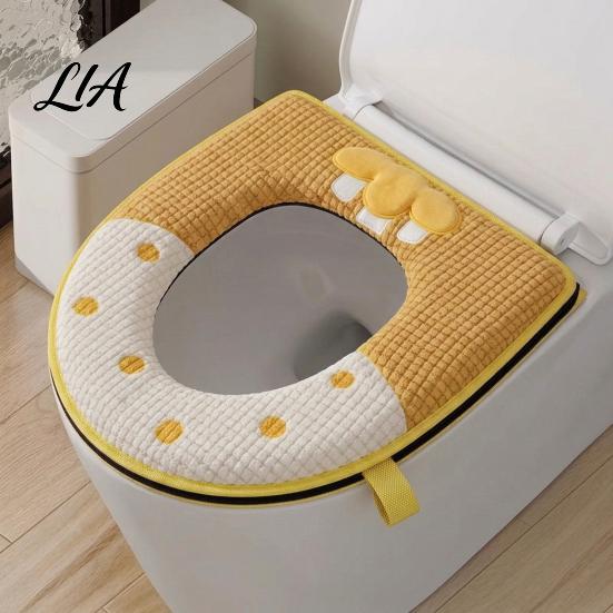 Cold Weather Toilet Seat Warmers Soft Plush Cover, Thick Washable Bathroom Pad with Zipper And Easy Handle Handle, Warm Skin-Friendly Cushion