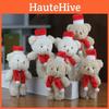Cute Blushing Christmas Bear Plushie Mini Teddy Ornament Soft Short Plush Toy For Bags And Accessories