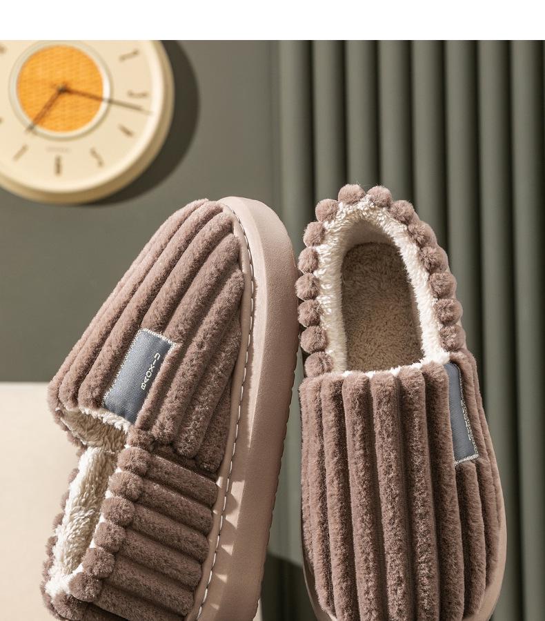 Men's Plus Size Non-Slip Fluffy Cotton Slippers - New 2026 Autumn/Winter Indoor Warm Household Shoes