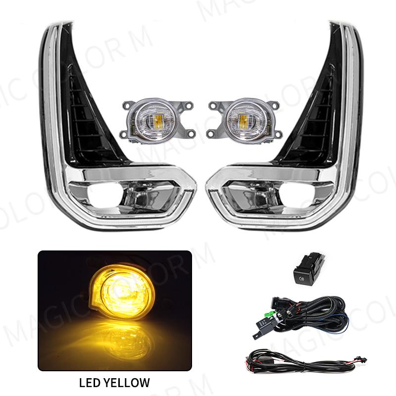 For Toyota Hilux Revo 2020 2021 Led DRL Fog Lamp Daytime Running Light Day Bumper Driving Waterproof Turn Signal Wires Switch