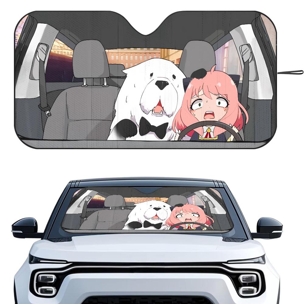 S-Spy X Family Anime Car SunShade Windshield Foldable Three-layer Insulation Sunshade By Suction Cup Blocks UV Rays Sun
