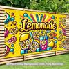 2D Pop Art Lemonade Backdrop with Lemons, Drinks, Straws & Bubbles Photography Background Banner