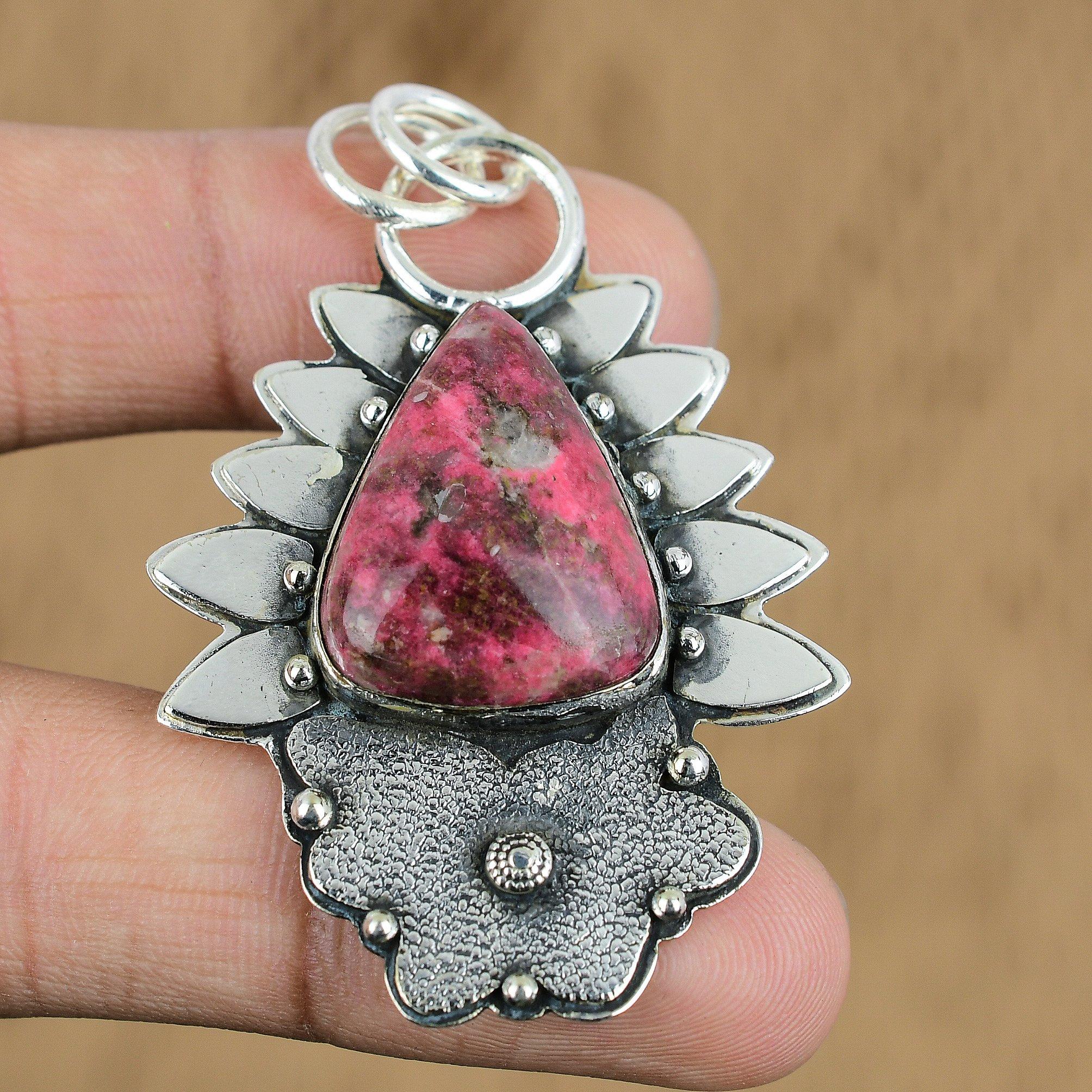 

Wedding Gift For Her 925 Sterling Silver Natural Thulite Gemstone Pendant