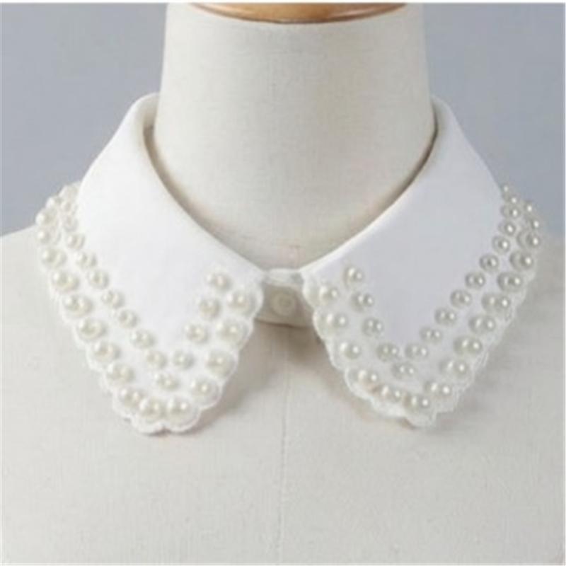 Korean Style Front Opening Artificial Pearls Detachable Collar Elegant Accessory For Dresses And Sweaters