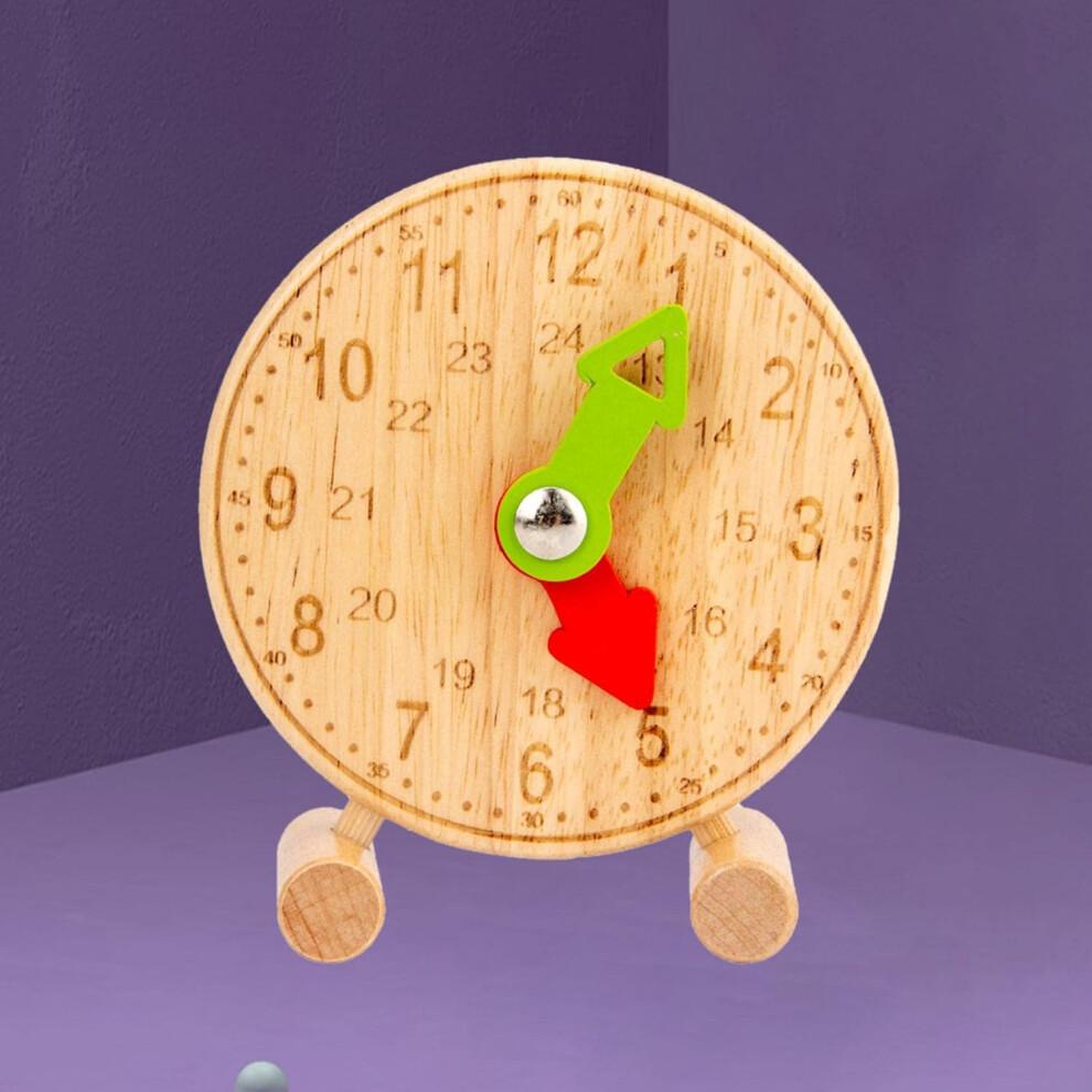 Wooden Learning Clock for Kids - Free Standing Shape and Color Sorting Telling Time Model - Style 1, Educational Toy