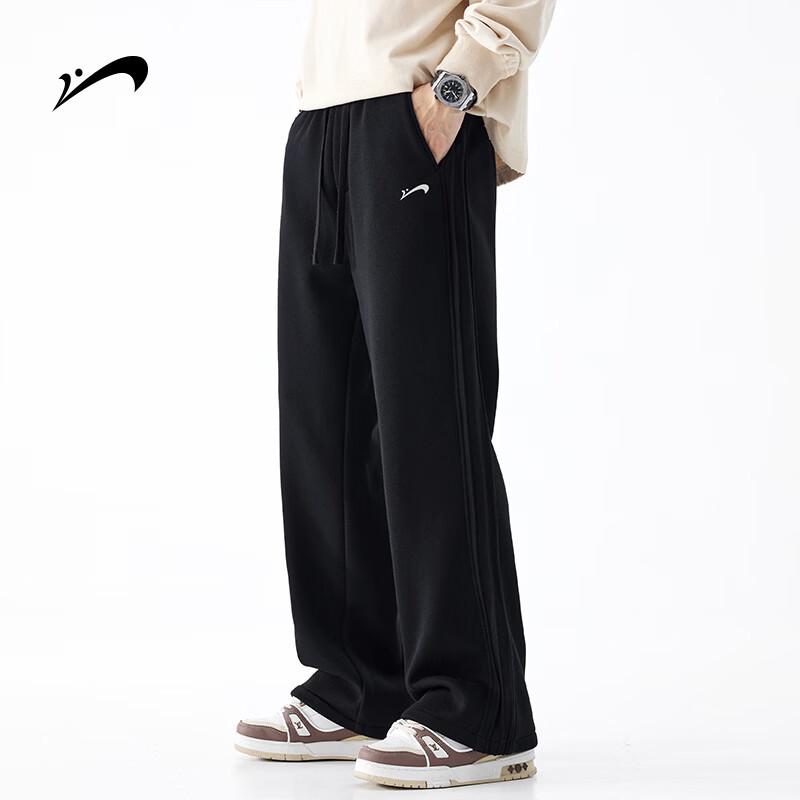 Мужские прямые спортивные штаны с плиссировкой и боковой полосой XL