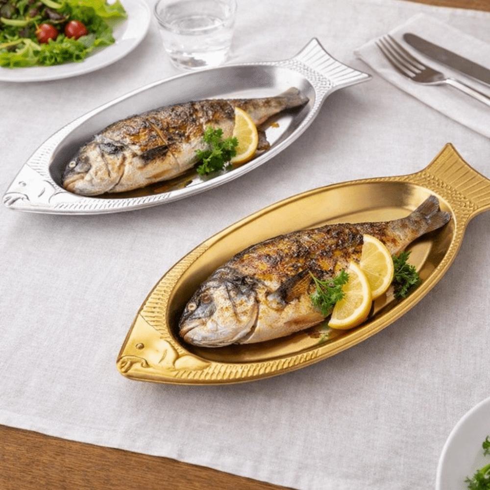 Stainless Steel Fish Shaped Plate Thickening Barbecue Plate Creative Snack Plate Restaurants