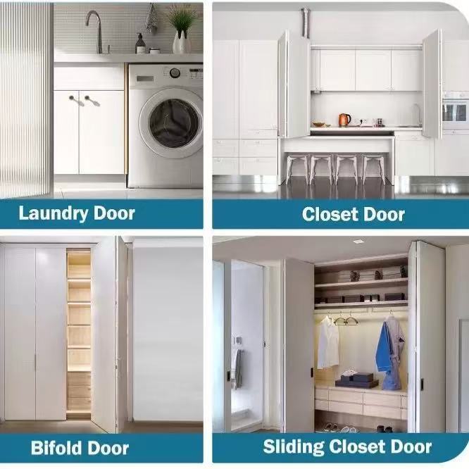 Folding Door Hardware Set With Metal Top Rollers For Home Renovation