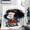 1PC Mafalda Print Flannel Blanket, High quality Comfortable for All Seasons, Home Decor, Warmth and Comfort, Perfect for Christmas Gifts 80