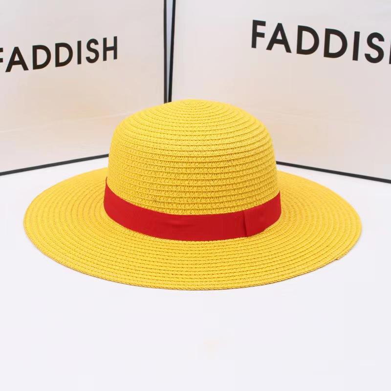Anime Luffy Strohhut One Piece Cosplay Sonnenschutzhut Eltern-Kind Sommer Sonnenstroh Strandhut Für Männer Frauen