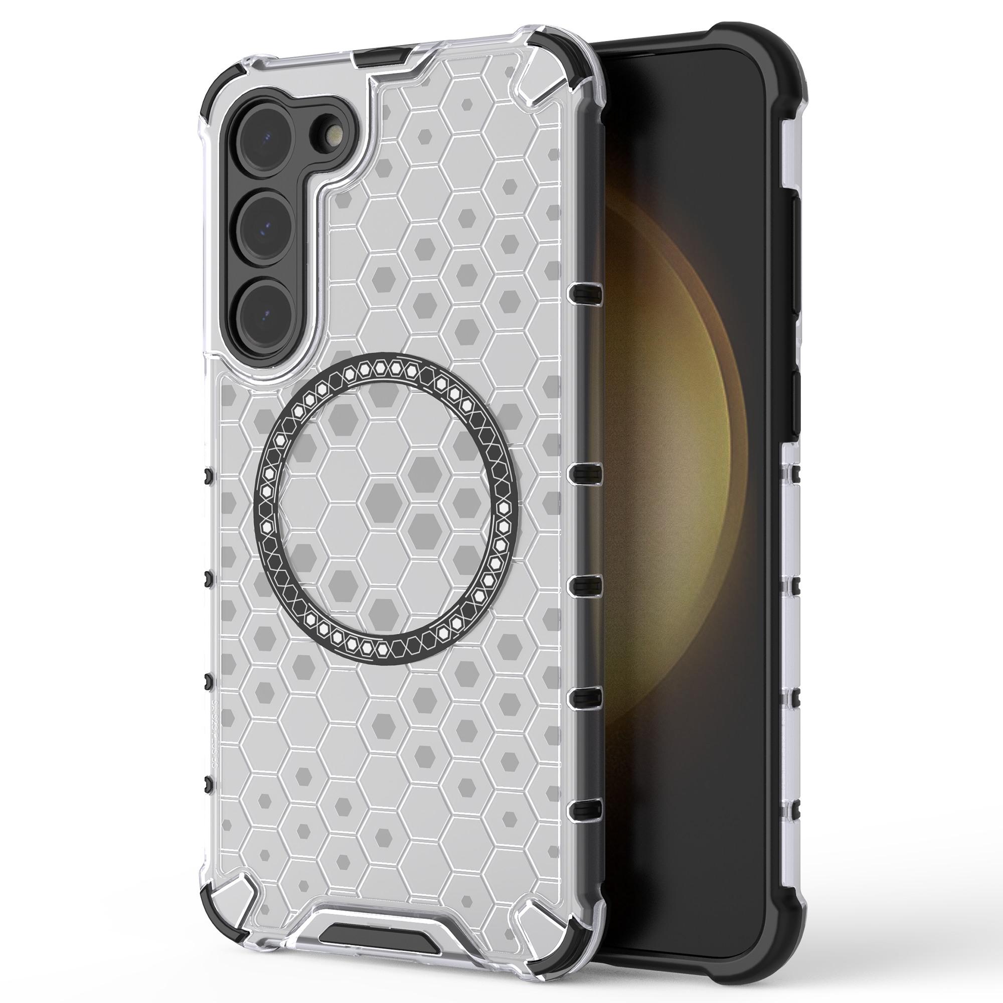 

For Samsung Galaxy S23+ Cell Phone Case Honeycomb TPU+PC Phone Cover Compatible with MagSafe Transparent