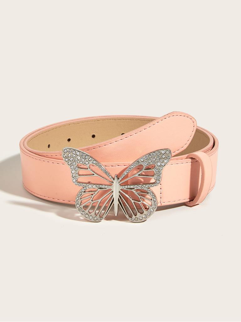 Simple And Stylish Metal Butterfly Rhinestone Belt For Women