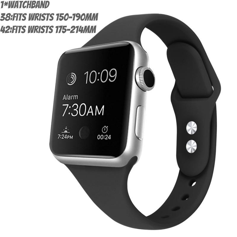 Apple Watch Band Slim Waist Silicone Strap Double Buckle Lightweight Fitness