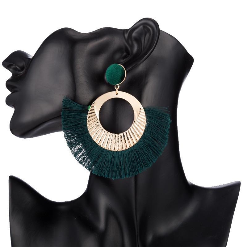 Cotton Unique Geometric Tassel Earrings For Women In Multiple Colors