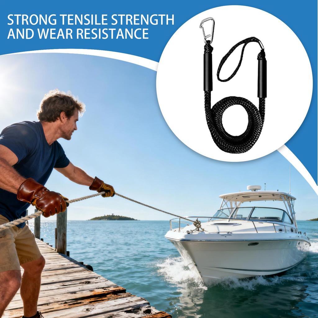 Boat Ropes For Docking Elastic Heavy Duty Outdoor Cords With Stainless Steel Clip Tubing Tow Rope For Lake River Beach Sea Snow