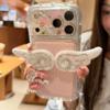 ins girl heart plush angel wings for apple 17 mobile phone case 17promax new iphone16pro women's 15 leather hard case