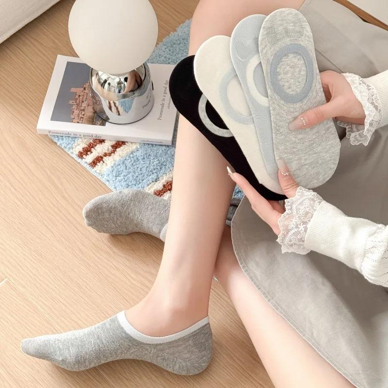 Boat Sock Slippers Women Summer Silicone Non-slip Invisible No Show Socks Cute Bow Hollow Cotton Thin Breathable Low Cut Socks