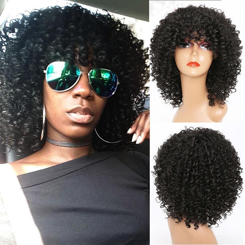 MISSQUEEN Short Blonde Curly Afro Wig Kinky Curly Wigs for Black Fashion Women Mixed Brown Synthetic Wigs High Temperature Fiber